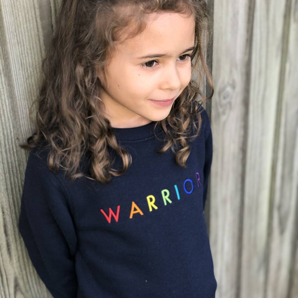 'Warrior' Embroidered Children's Organic Sweatshirt, 1 of 8