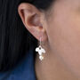 Triple Leaf Pearl Drop Earrings, thumbnail 3 of 10