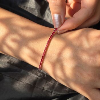 Garnet Gemstone Sterling Silver Tennis Bracelet, 3 of 4