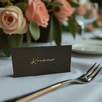 Wedding Table Personalised Guests Place Card Real Metallic Foil, 8 of 9