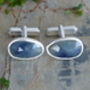 Natural Blue Sapphire Cufflinks In Solid Silver, thumbnail 1 of 4
