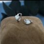 White Opal Heart Huggie Hoop Earrings Sterling Silver, thumbnail 1 of 11