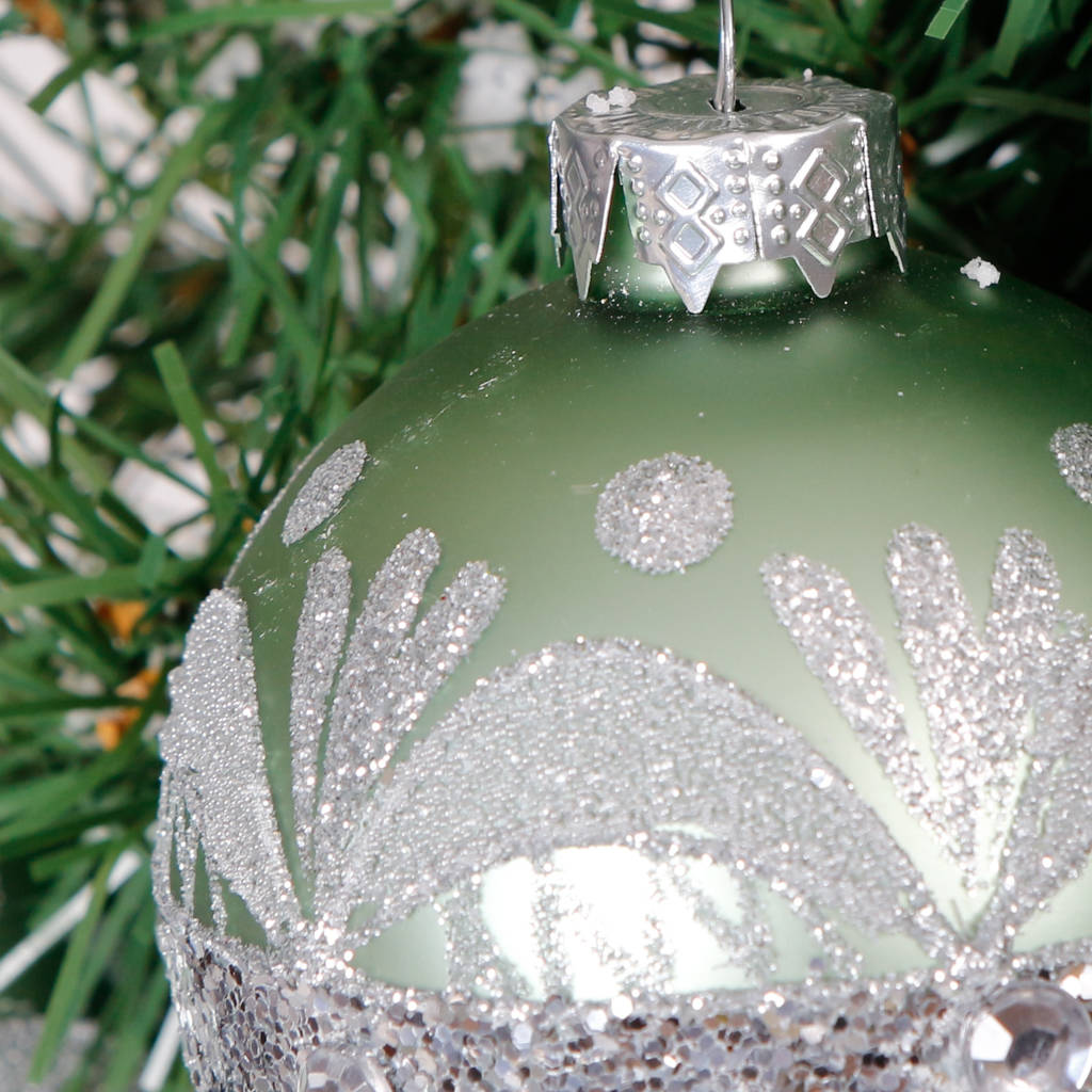 Sage Green Glitter Band Christmas Tree Decoration By Dibor ...