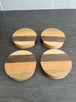 Set Of Four Handmade Mixed Hardwood Coasters, 4 of 5