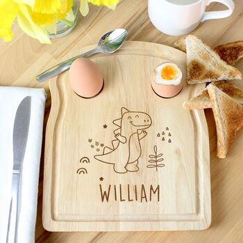Personalised Dinosaur Egg And Toast Board, 3 of 5