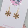 Snowflake Glitter Christmas Resin Earrings Gold And Silver, thumbnail 7 of 8