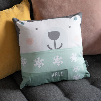 Personalised Polar Bear Cushion Cover With Pocket, 2 of 4