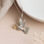 Personalised Sterling Silver Dove Pendant With Gold Olive Branch, thumbnail 2 of 8