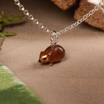 Hedgehog Necklace Enamelled Sterling Silver, 2 of 6