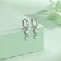 Double Cz Huggie Hoop Earrings In Sterling Silver, thumbnail 1 of 11