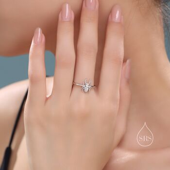 Sterling Silver Tiny Stag Beetle Ring, 7 of 12