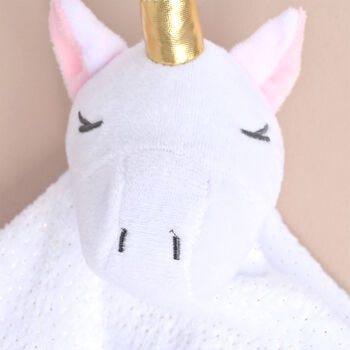 Personalised Unicorn White Baby Comforter, 3 of 8