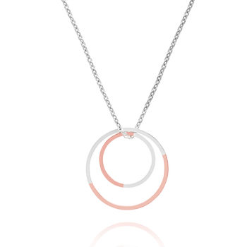 9ct Gold And Sterling Silver Double Circle Necklace, 4 of 8