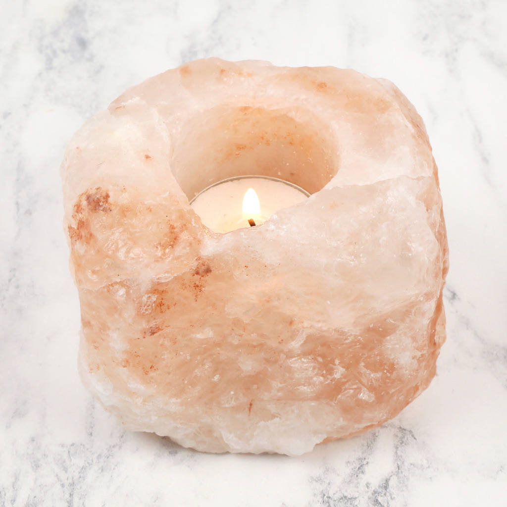 set of three himalayan rock salt candle holders by lisa angel