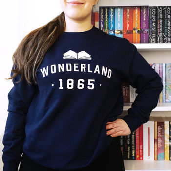 Book Lover 'Wonderland' Varsity Sweatshirt, 2 of 4