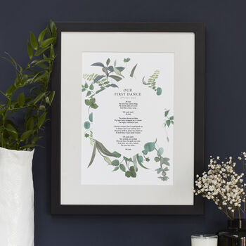 Blue Floral Favourite Wedding Words Personalised Print, 4 of 9