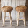 Wood Bar Stool With Wicker Seat, thumbnail 5 of 9