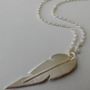 Silver Large Leaf Pendant With Long Chain, thumbnail 1 of 4