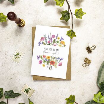 Colourful Flowers Will You Be My Bridesmaid Card, 3 of 4