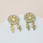 Sparkly Gold Dreamcatcher Dangle Stud Earrings, thumbnail 1 of 3