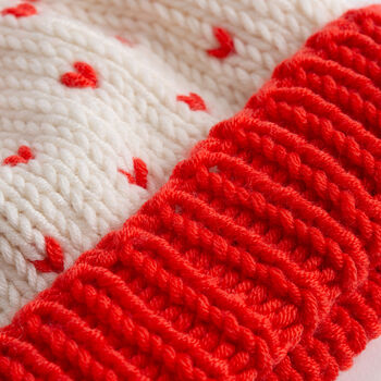Heart Hat Easy Knitting Kit Valentines Cream, 7 of 7