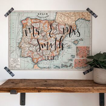 Personalised Map Of Spain And Portugal, 5 of 10