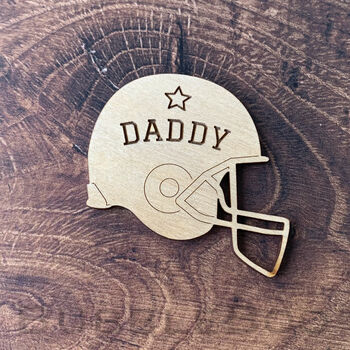 Personalised Father's Day Card With Wooden American Football Helmet, 7 of 7