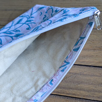 Quilted Block Print Pouches, Fair Trade Zipper Purses Ethically Handmade In India, 8 of 10