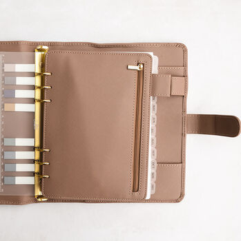 Neutral Saffiano Planner And Diary Cover With Zip Pouch, 5 of 12