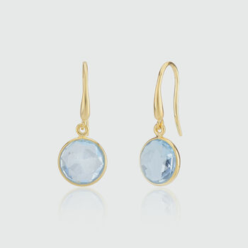 Antibes Blue Topaz And Gold Hook Earrings, 2 of 5