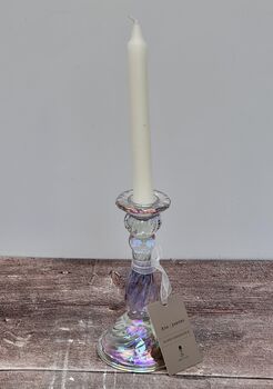 Pearl Shimmer Glass Candlestick, 16cm, 3 of 3
