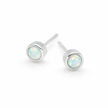 Sterling Silver White Opal Micro Stud Earrings – 4mm, 8 of 9