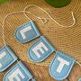 Ice Blue Christmas Bunting W/ Snow White Glitter Words, thumbnail 4 of 4