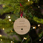Personalised Wooden Christmas Bauble For Couples, thumbnail 2 of 5