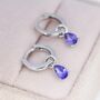 Amethyst Purple Cz Droplet Hoop Earrings, thumbnail 2 of 12