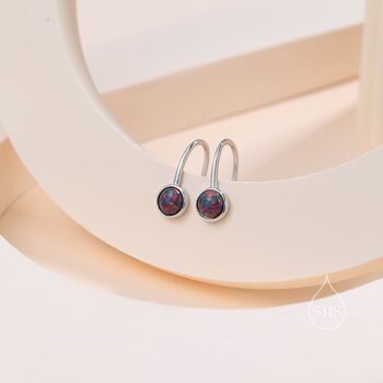 Sterling Silver Purple Opal Drop Earrings, 6 of 12