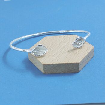 Sterling Silver Calla Lily Cuff Bangle, 2 of 3