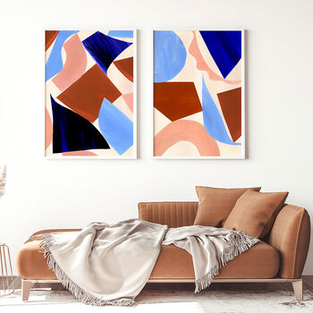 Blue And Brown Abstract Geometric Shapes Art Print, 5 of 12