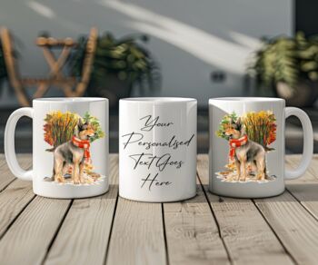 Personalised German Shepherd Autumn Dog Walk Keepsake Gift Mug, 2 of 2