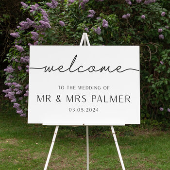Minimal Script Personalised Wedding Welcome Sign, 2 of 4