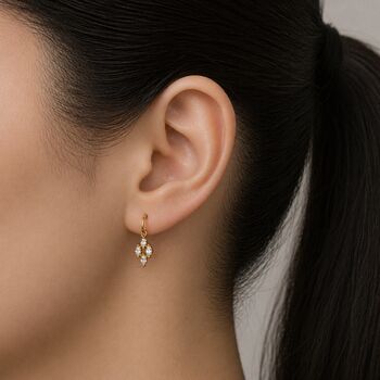 Dainty Drop Jewel Sterling Silver Gold Stud Earrings, 2 of 9