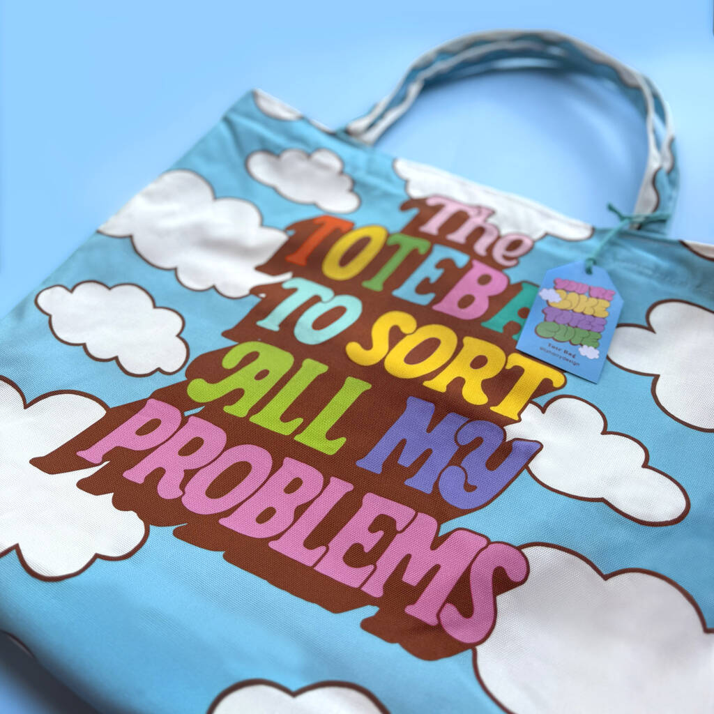 Problems And Clouds Rainbow Cotton Reversible Waterproof Canvas Tote Bag, 1 of 8