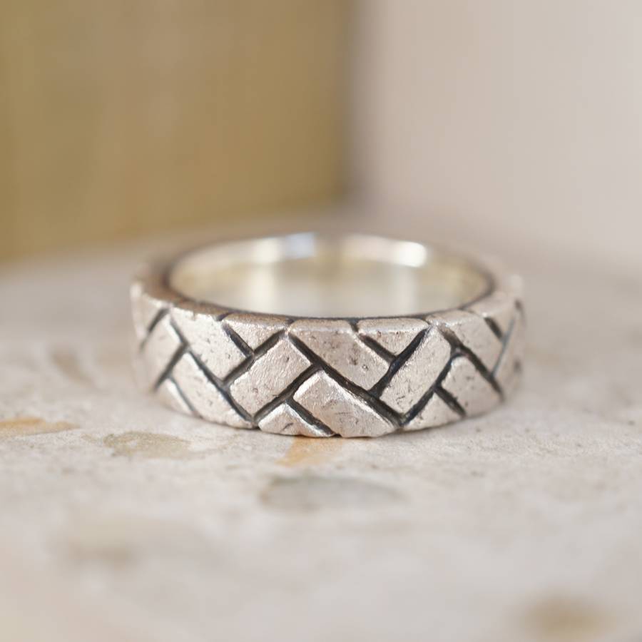 Herringbone Brick Silver Ring, 1 of 4