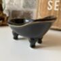 Black Ceramic Soap Dish Claw Foot Bath Design Drainage, thumbnail 2 of 5