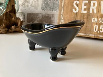 Black Ceramic Soap Dish Claw Foot Bath Design Drainage, 2 of 5