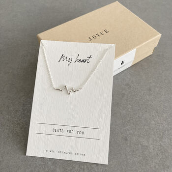 Silver Heartbeat Necklace. My Heart Beats For You, 3 of 6