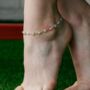 Gold Plated White Daisy Pearl Floral Charms Anklet, thumbnail 3 of 4