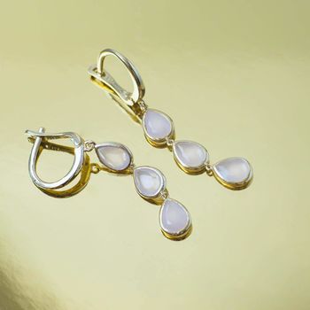 Sorrento Triple Drop Earring Gold Plated Silver, 8 of 11