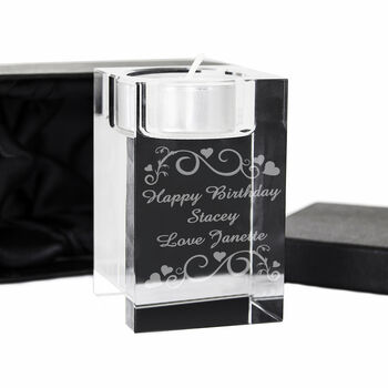 Personalised Ornate Swirl Glass Tea Light Holder, 2 of 9