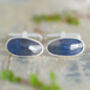 Six Carat Sapphire Cufflinks In Sterling Silver, thumbnail 1 of 3